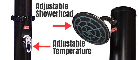 Adjustable Temperature Knob and Shower Head Angle on Outdoor Shower