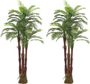 6-Foot Artificial Palm Trees to Use Outdoors Around an Outdoor Shower for Shade, Privacy and Beach-Like Ambiance