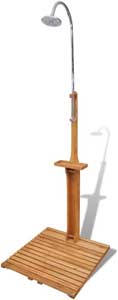 Freestanding Outdoor Shower with Wooden Mat