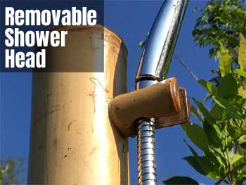 Removable Shower Head on Outdoor Shower to Easily Wash Feet, Pets, etc..