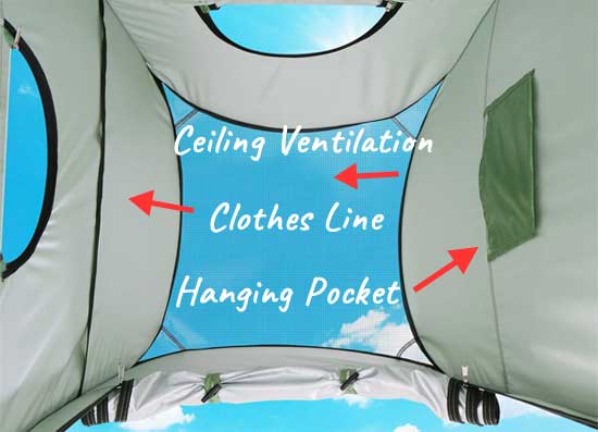 Shower Tent Ventilation, Toiletry Bag and Clothes Line