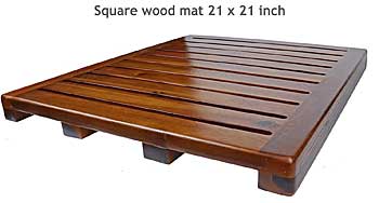 Wood Shower Mat for Outdoor Showers and Water Drainage